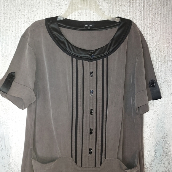 Jaeger 100% SILK  Shift Dress Sz-14 - Picture 2 of 7